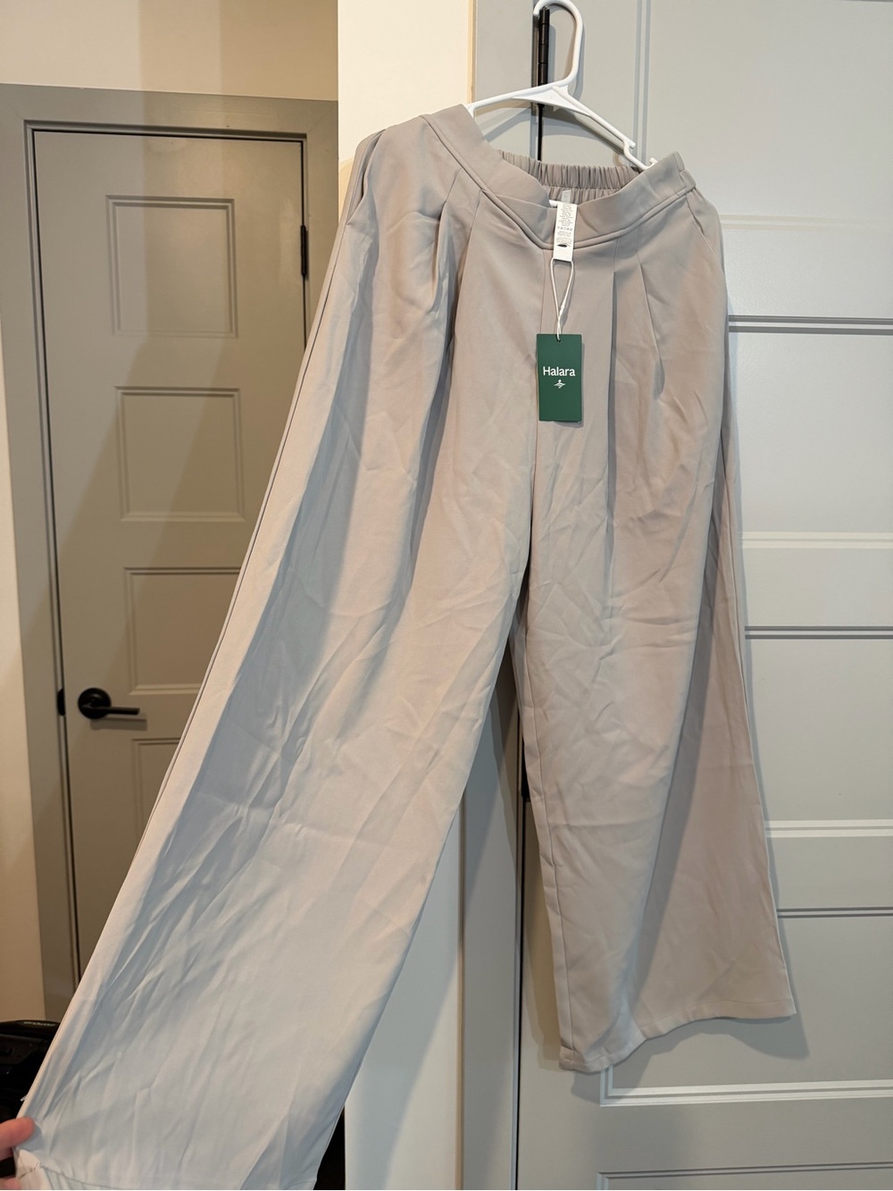 HALARA Wide Leg Pants in Light Taupe